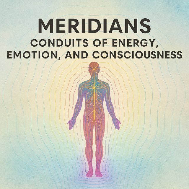 Meridians Energy Healing: Conduits of Energy, Emotions, and Consciousness. Drawing of meridian energy paths