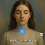 Woman with the Throat Chakra with the words Throat Chakra Healing at Radiant You