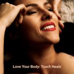 Love your body: Touch heals. Woman touches her face at Radiant You